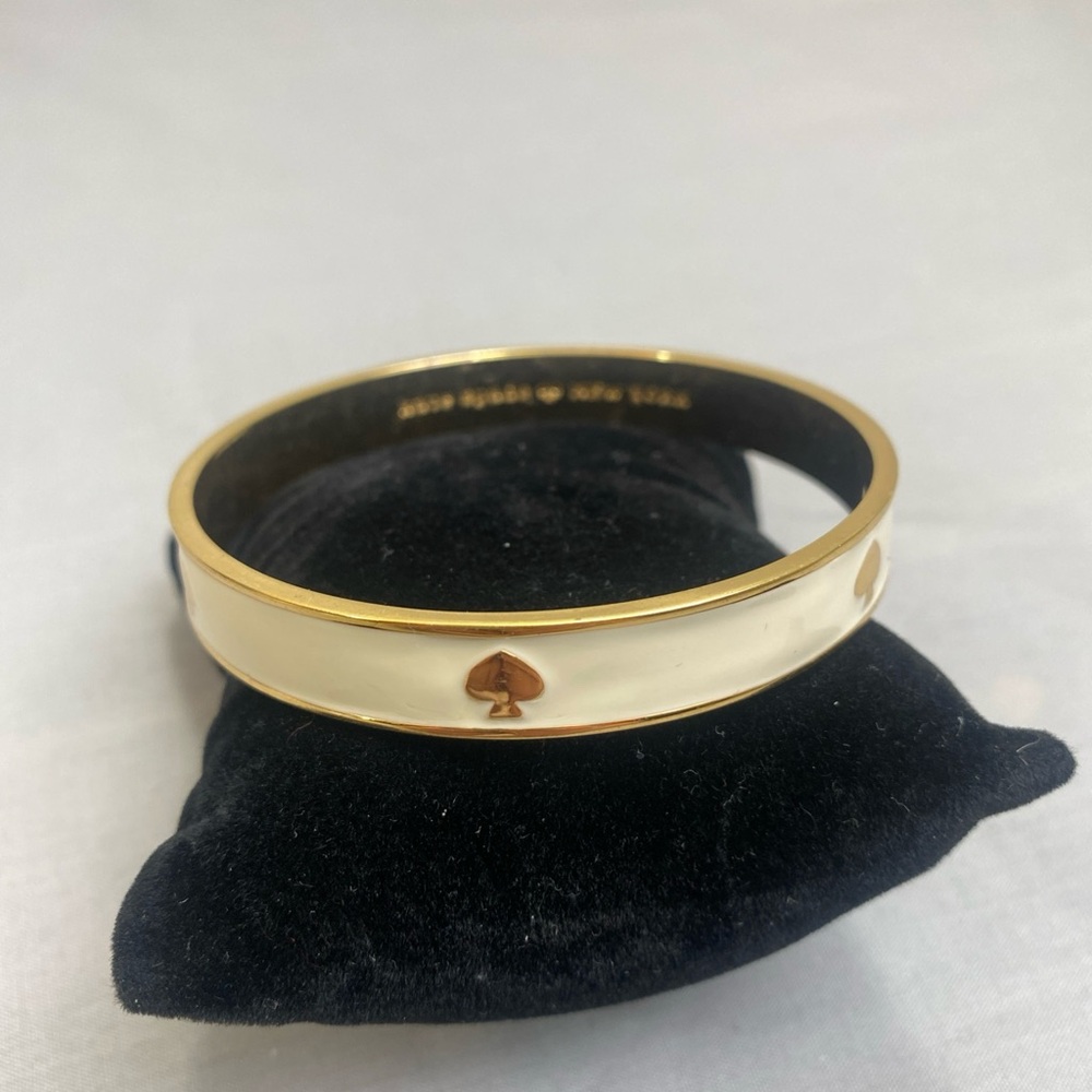 Vintage Signed Kate Spade Of New York Cream Spade Logo Bangle Bracelet